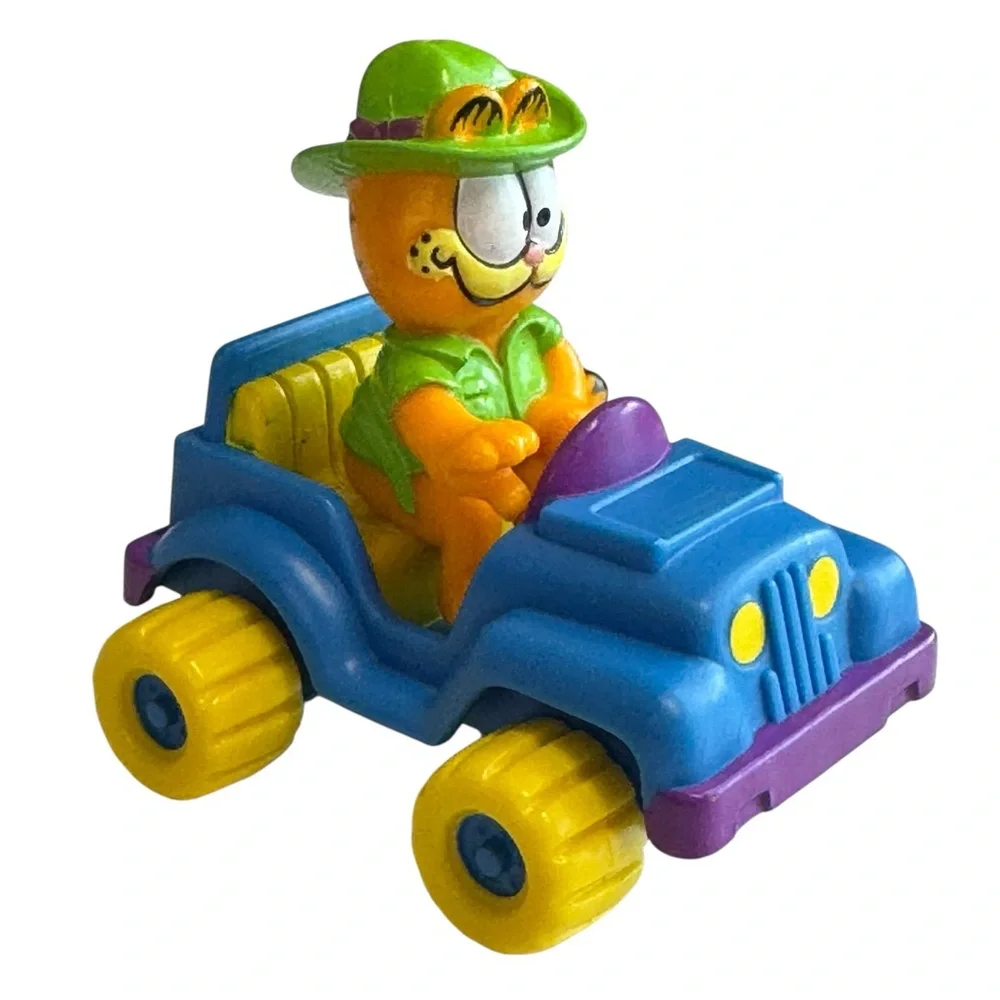 Vintage 1980's McDonalds Garfield Happy Meal Toy Complete Set Of 4 (8 Pieces)